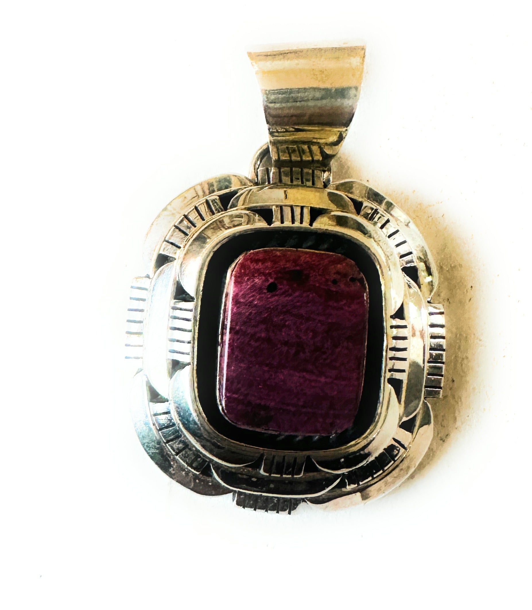 Navajo Sterling Silver & Purple Spiny Oyster Pendant