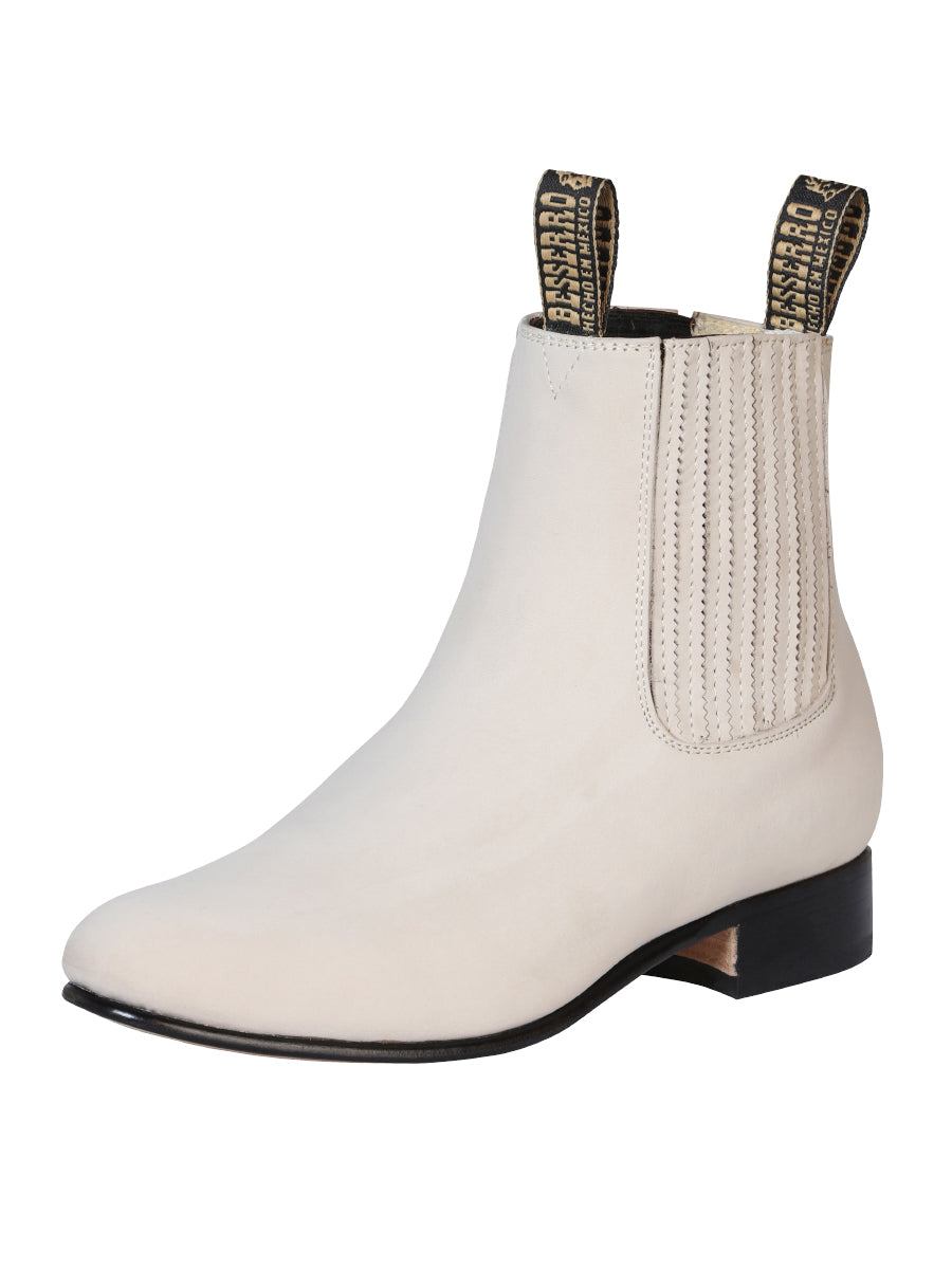 BOTIN CHARRO EL BESSERRO BR 2207 PIEL BOVINO NOBUCK HUESO