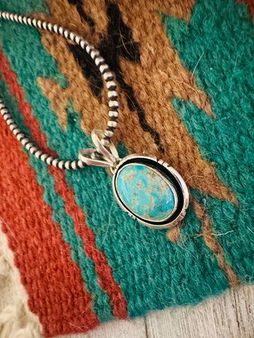 Navajo Turquoise & Sterling Silver Shadowbox Pendant