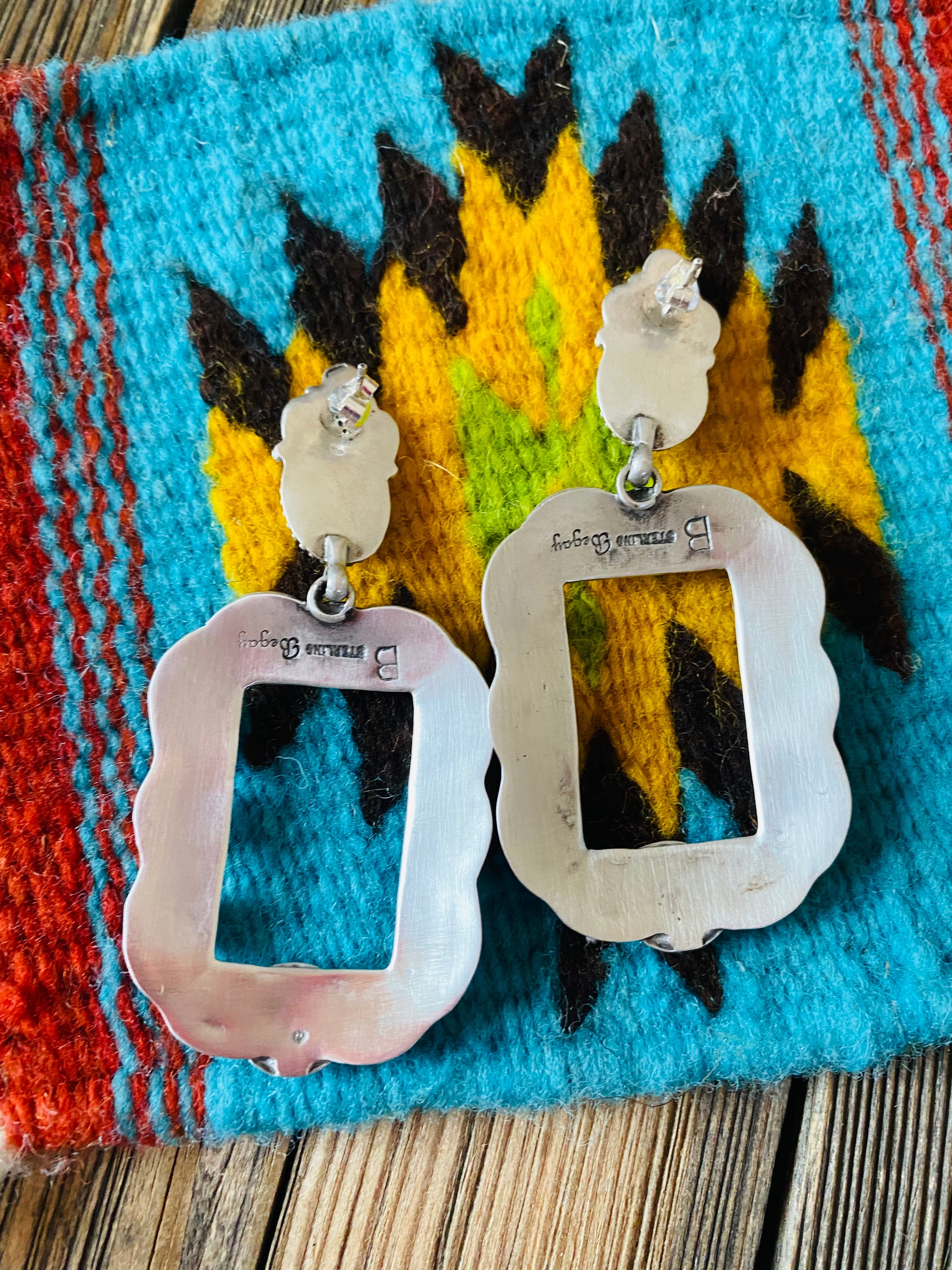 Navajo Turquoise & Sterling Silver Concho Dangle Earrings