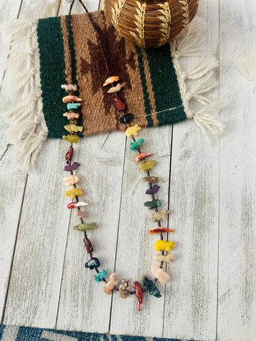 Zuni Multi Stone & Heishi Beaded Fetish Necklace