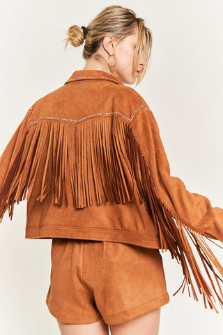 Suede studded fringe jacket JJO5009