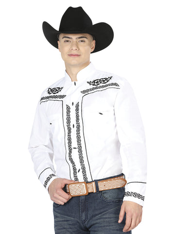 CAMISA CHARRA M/ LARGA EL GENERAL CHC060 65% POLYESTER 35% ALGODON BLANCO