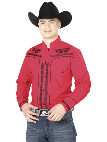 CAMISA CHARRA M/ LARGA EL GENERAL CHC060 65% POLYESTER 35% ALGODON ROJO