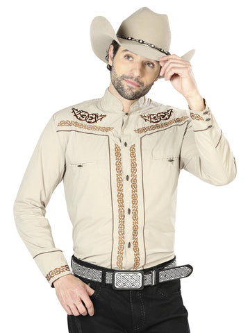 CAMISA CHARRA M/ LARGA EL SENOR DE LOS CIELOS CHC060 65% POLYESTER 35% ALGODON KHAKI