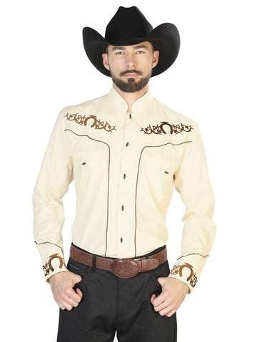 CAMISA CHARRA Long Sleeve EL SENOR DE LOS CIELOS CHC062 65% POLYESTER 35% ALGODON BEIGE