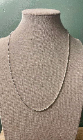 2mm Sterling Silver Pearl Beaded 18” Necklace