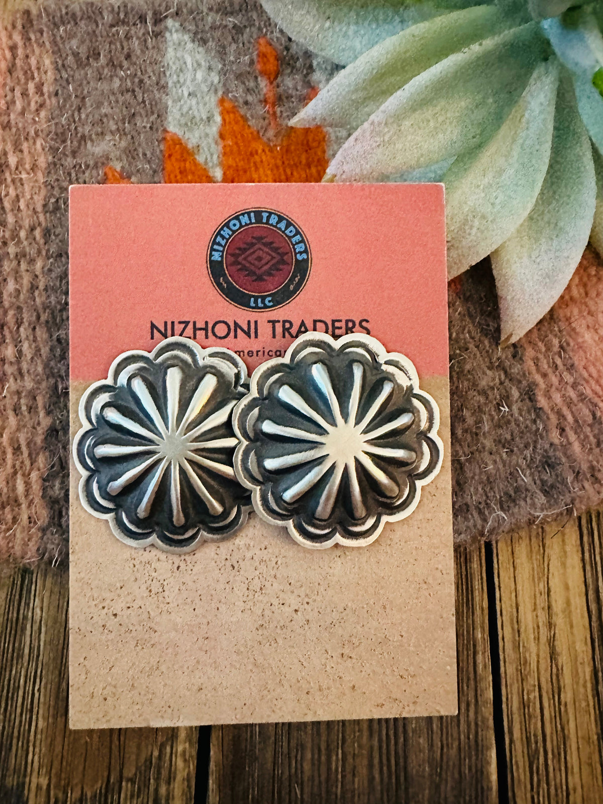 Navajo Sterling Silver Concho Stud Earrings