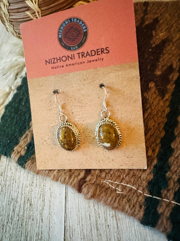 Navajo Sterling Silver, & Jasper Dangle Earrings