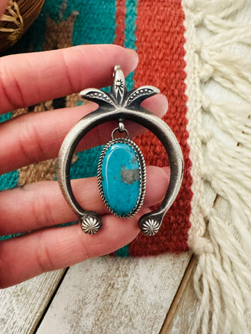 Navajo Turquoise & Sterling Silver Naja Pendant by Martha Cayatineto