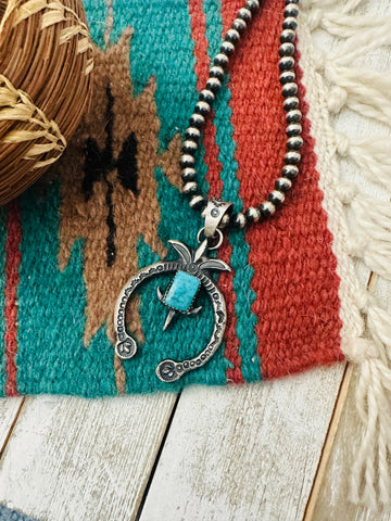 Navajo Turquoise & Sterling Silver Naja Pendant