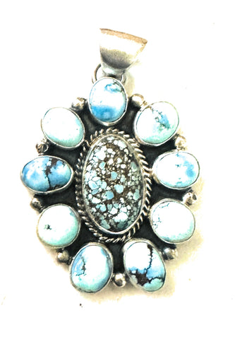 Navajo Golden Hills Turquoise & Sterling Silver Cluster Pendant