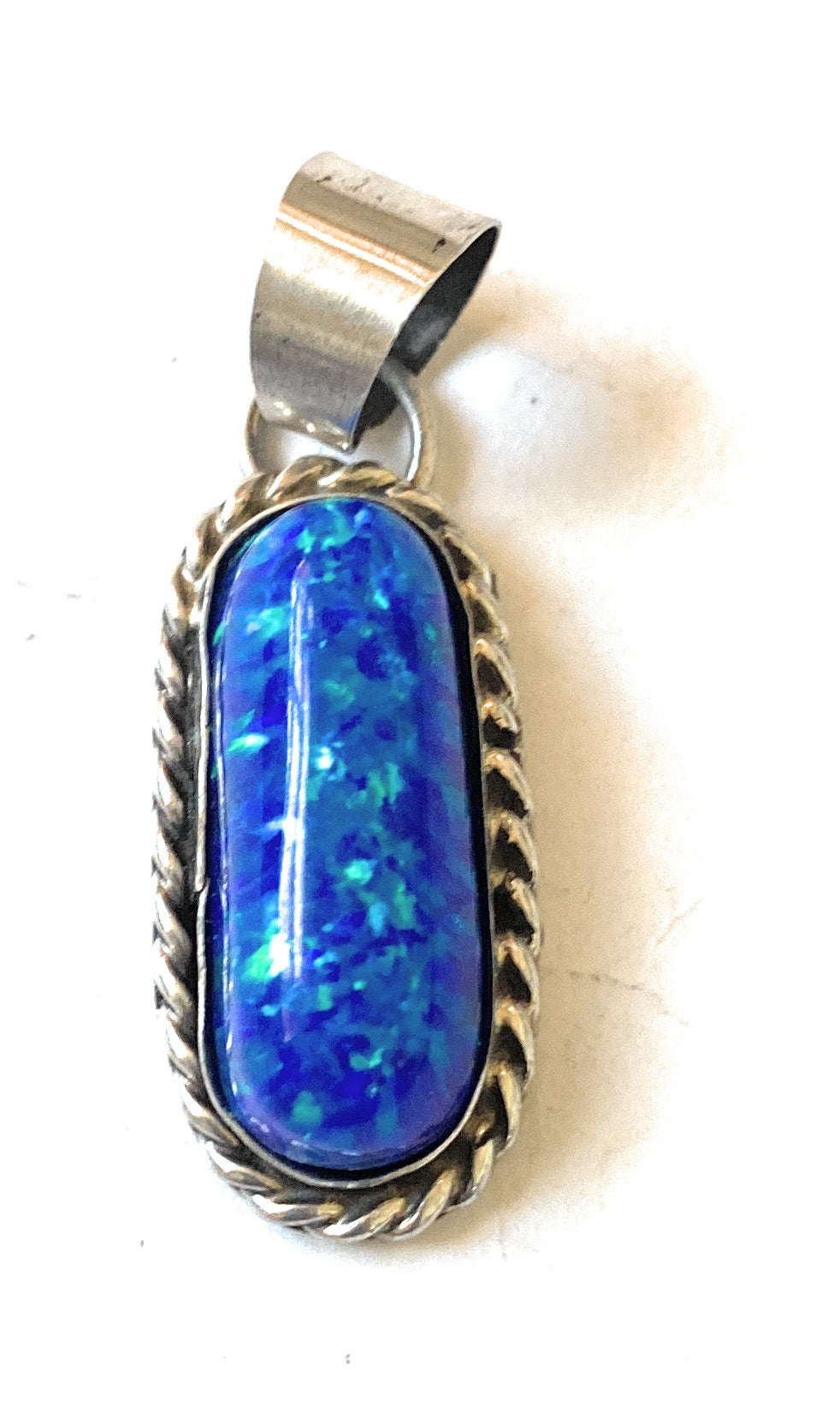 Navajo Sterling Silver & Blue Opal Pendant