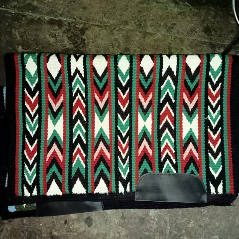 Green and Red Small Chevron Aztec Saddle Pad