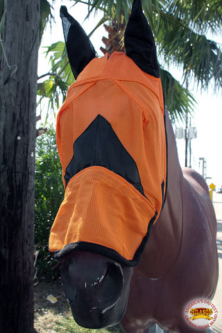 Horse Size Hilason Western Fly Mask Uv Protection Insects Orange Black