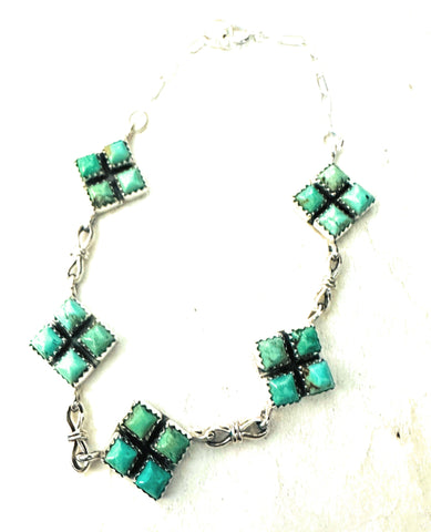 Navajo Turquoise & Sterling Silver Link Bracelet by Julia Etsitty