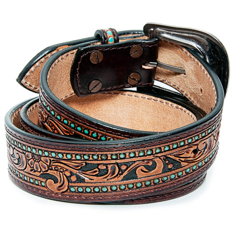 American Darling Beautifully Hand Tooled Brown Genuine American Leather Belt Men and Women Western Belt with Removable Buckle