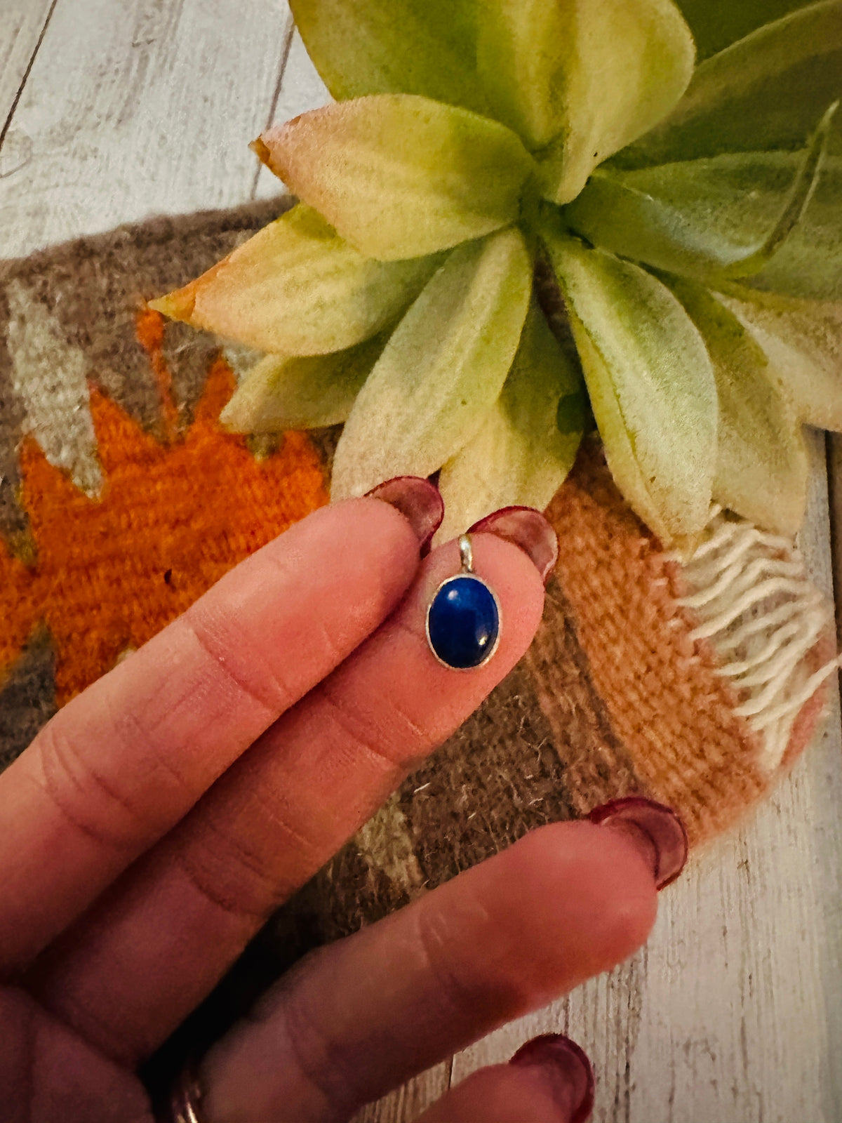 Navajo Lapis & Sterling Silver Mini Pendant