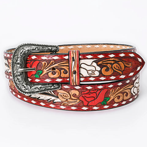 American Darling Beautifully Hand Tooled Brown Genuine American Leather Belt Men and Women Western Belt with Removable Buckle