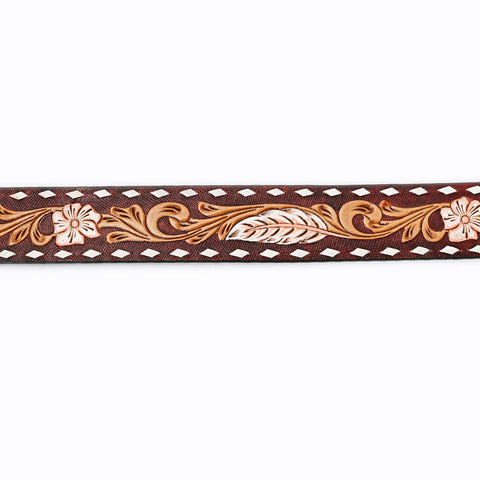 American Darling Beautifully Hand Tooled Brown Genuine American Leather Belt Men and Women Western Belt with Removable Buckle