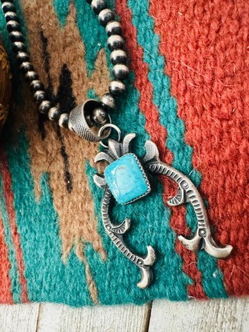 Navajo Turquoise & Sterling Silver Naja Pendant