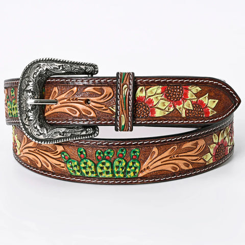 American Darling Beautifully Hand Tooled Brown Genuine American Leather Belt Men and Women Western Belt with Removable Buckle