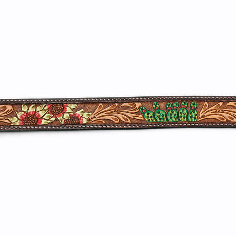 American Darling Beautifully Hand Tooled Brown Genuine American Leather Belt Men and Women Western Belt with Removable Buckle