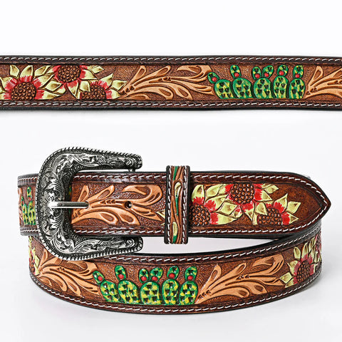 American Darling Beautifully Hand Tooled Brown Genuine American Leather Belt Men and Women Western Belt with Removable Buckle