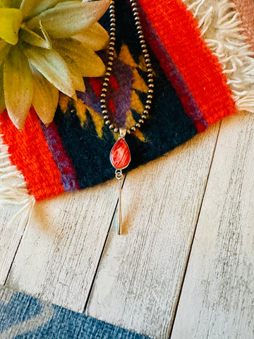 Navajo Sterling Silver & Rhodochrosite Pendant