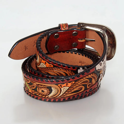 American Darling Beautifully Hand Tooled Brown Genuine American Leather Belt Men and Women Western Belt with Removable Buckle