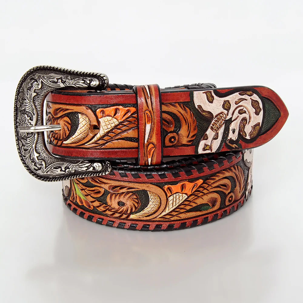 American Darling Beautifully Hand Tooled Brown Genuine American Leather Belt Men and Women Western Belt with Removable Buckle