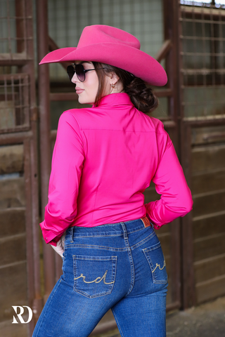 MAGENTA SOLID PERFORMANCE RODEO SHIRT (ADULT)