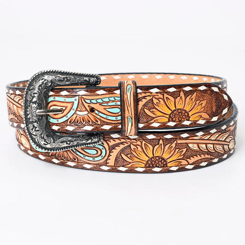 American Darling Beautifully Hand Tooled Brown Genuine American Leather Belt Men and Women Western Belt with Removable Buckle