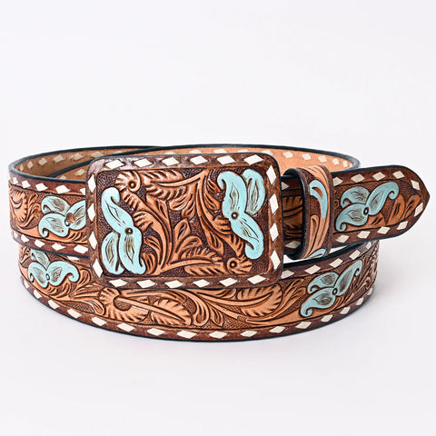 American Darling Beautifully Hand Tooled Brown Genuine American Leather Belt Men and Women Western Belt with Removable Buckle