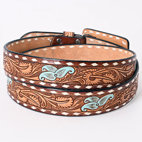 American Darling Beautifully Hand Tooled Brown Genuine American Leather Belt Men and Women Western Belt with Removable Buckle