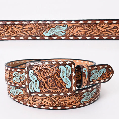 American Darling Beautifully Hand Tooled Brown Genuine American Leather Belt Men and Women Western Belt with Removable Buckle