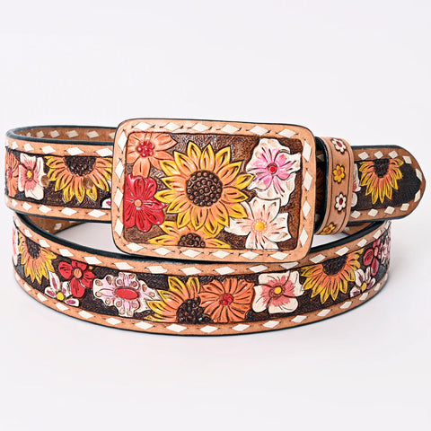 American Darling Beautifully Hand Tooled Brown Genuine American Leather Belt Men and Women Western Belt with Removable Buckle