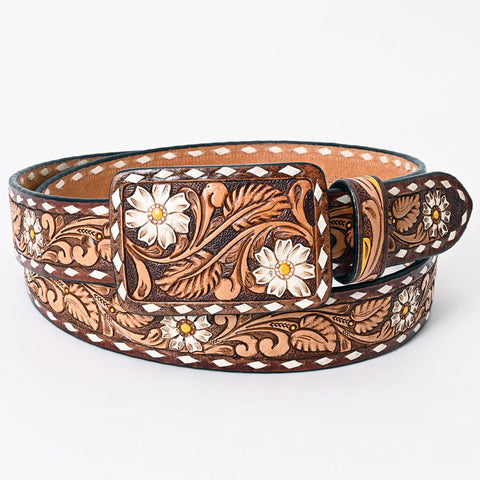 American Darling Beautifully Hand Tooled Brown Genuine American Leather Belt Men and Women Western Belt with Removable Buckle