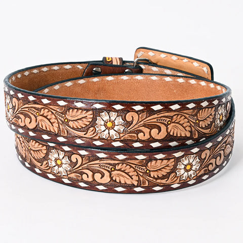 American Darling Beautifully Hand Tooled Brown Genuine American Leather Belt Men and Women Western Belt with Removable Buckle