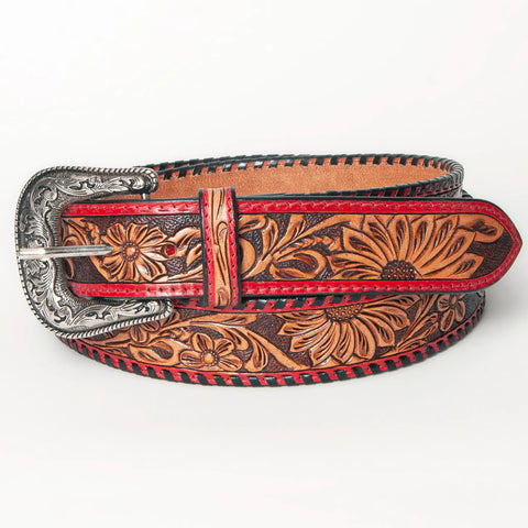 American Darling Beautifully Hand Tooled Brown Genuine American Leather Belt Men and Women Western Belt with Removable Buckle