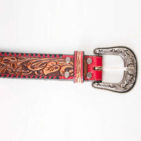 American Darling Beautifully Hand Tooled Brown Genuine American Leather Belt Men and Women Western Belt with Removable Buckle