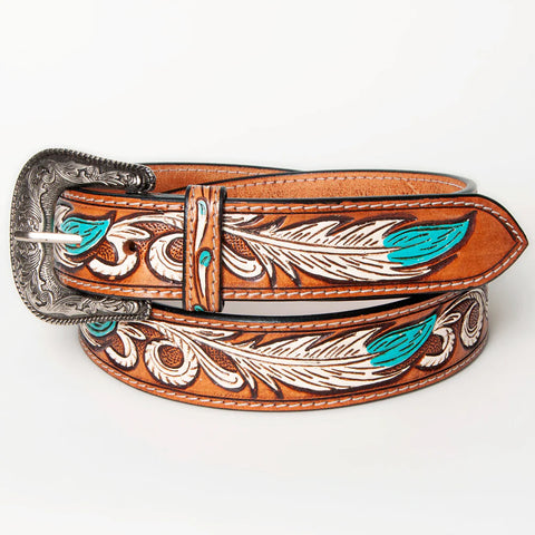 American Darling Beautifully Hand Tooled Brown Genuine American Leather Belt Men and Women Western Belt with Removable Buckle