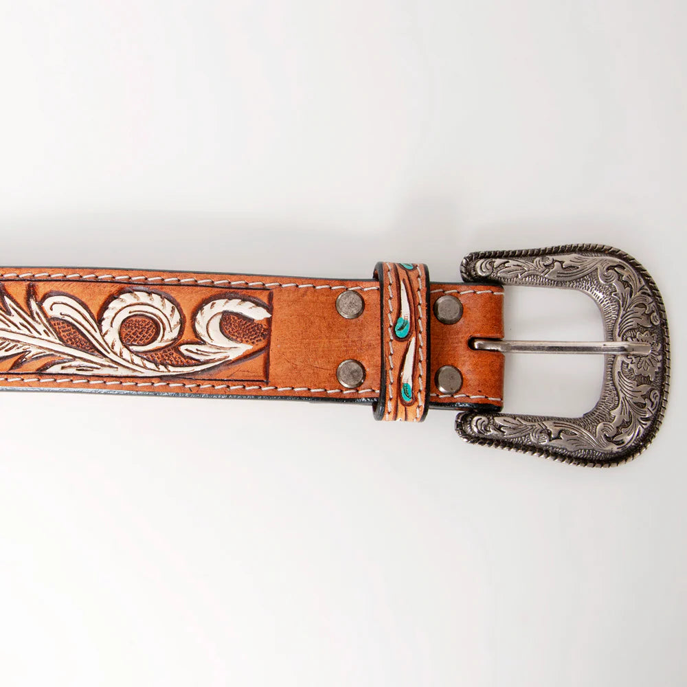 American Darling Beautifully Hand Tooled Brown Genuine American Leather Belt Men and Women Western Belt with Removable Buckle