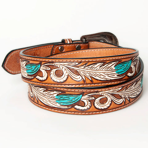 American Darling Beautifully Hand Tooled Brown Genuine American Leather Belt Men and Women Western Belt with Removable Buckle