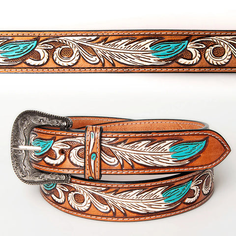 American Darling Beautifully Hand Tooled Brown Genuine American Leather Belt Men and Women Western Belt with Removable Buckle