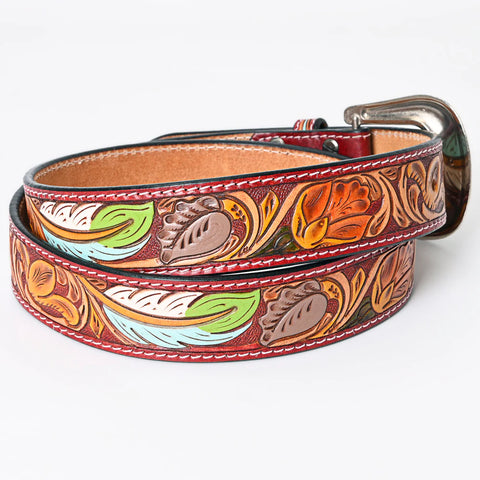 American Darling Beautifully Hand Tooled Brown Genuine American Leather Belt Men and Women Western Belt with Removable Buckle