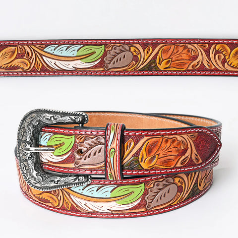 American Darling Beautifully Hand Tooled Brown Genuine American Leather Belt Men and Women Western Belt with Removable Buckle