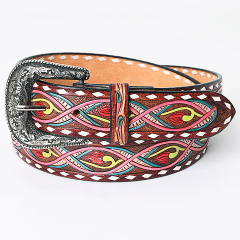 American Darling Beautifully Hand Tooled Brown Genuine American Leather Belt Men and Women Western Belt with Removable Buckle