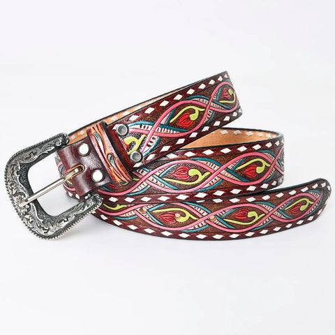 American Darling Beautifully Hand Tooled Brown Genuine American Leather Belt Men and Women Western Belt with Removable Buckle