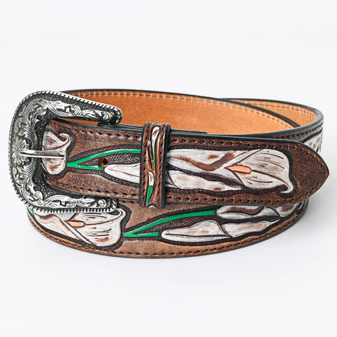 American Darling Beautifully Hand Tooled Brown Genuine American Leather Belt Men and Women Western Belt with Removable Buckle